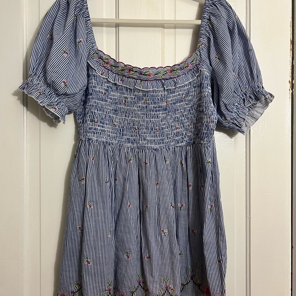 River Island Smocked Embroidered Cotton Mini Dress, M - Picture 12 of 14